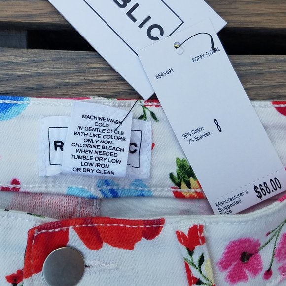 Republic Vibrant Red Floral Print Pants NWT Sz 8 - Picture 5 of 14